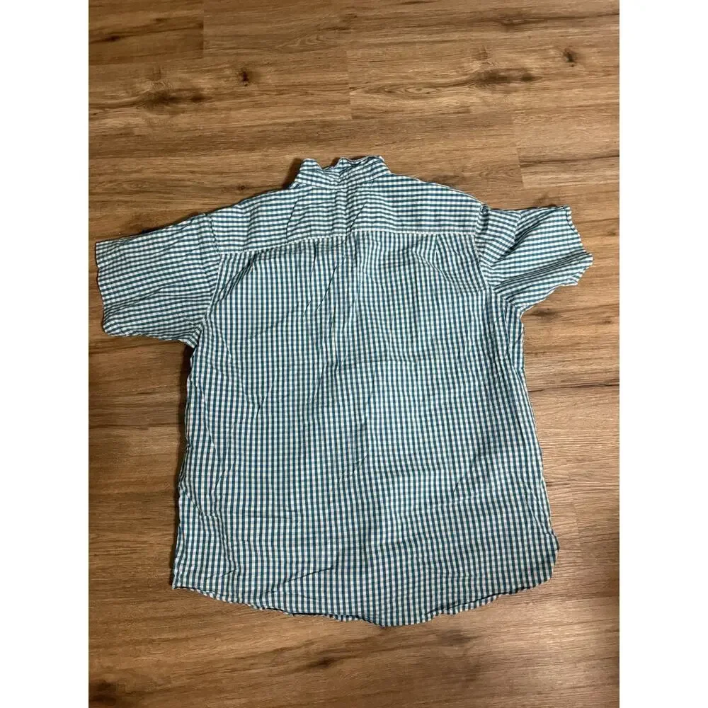 RedHead Men's 2XL Gingham Fishing Shirt Short Sleeve Blue White Vented Zipper